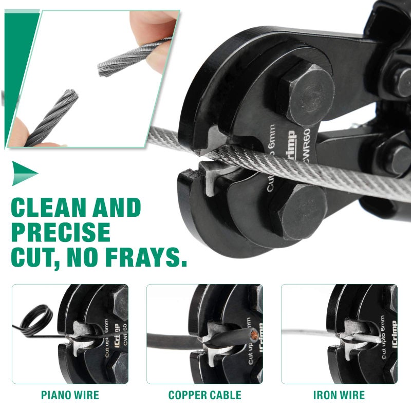 iCrimp Wire Rope Cutter for up to 6mm Rope, Bicycle & Aircraft Cable, Copper & Piano Wire (CWR60) - Image 4